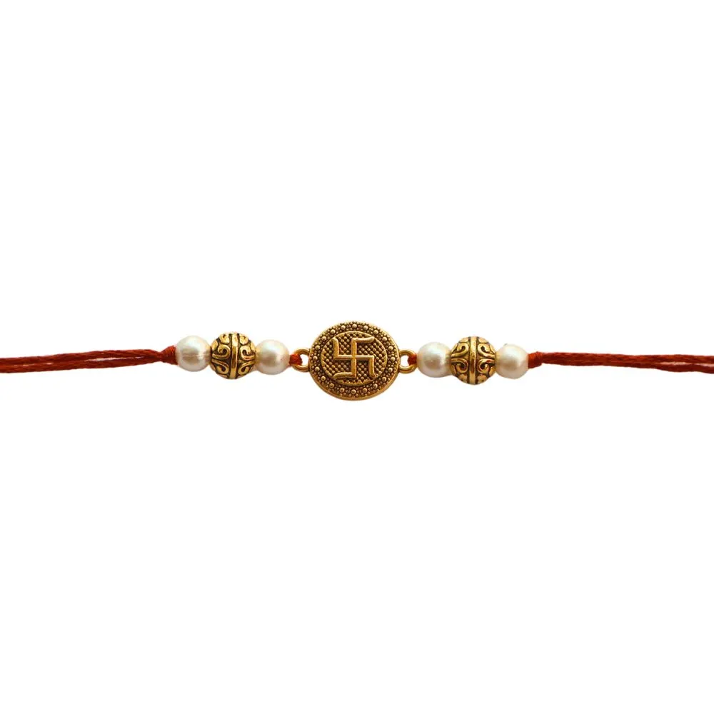 Metal Swastik Oval Design Rakhi
